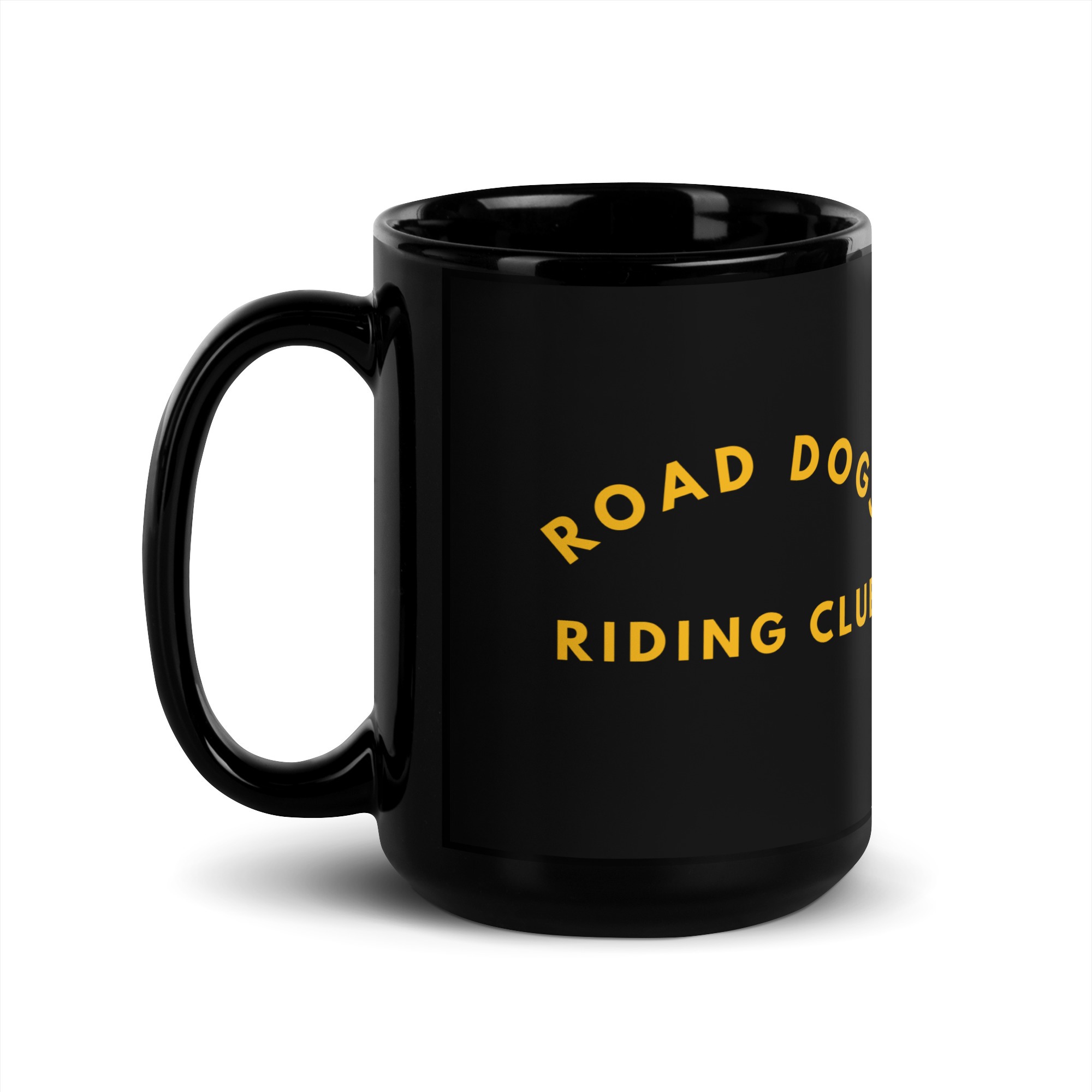 Black Glossy Mug (Gold Text)