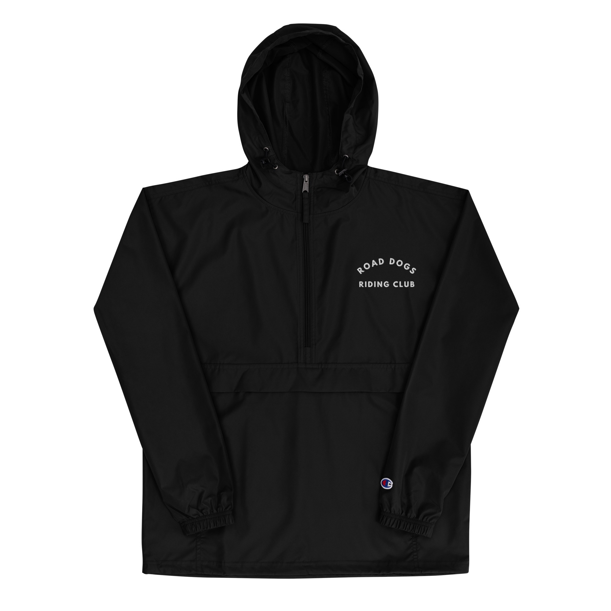 Embroidered Champion Packable Jacket (Black)