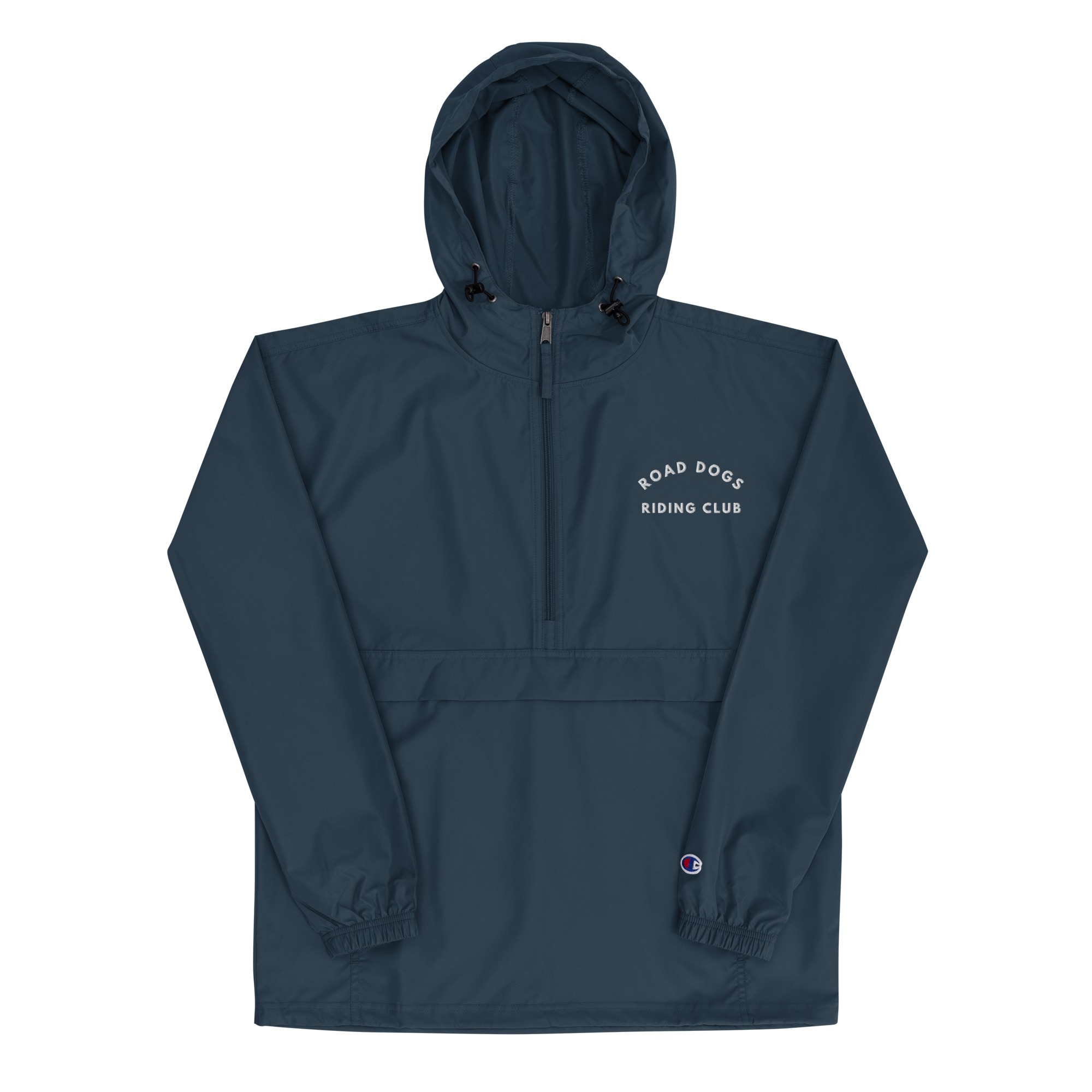 Embroidered Champion Packable Jacket (Navy)