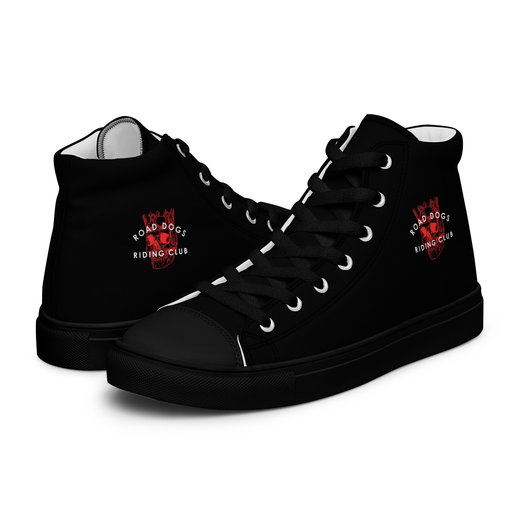 Red Skull King Men’s High Top Shoes (Black)